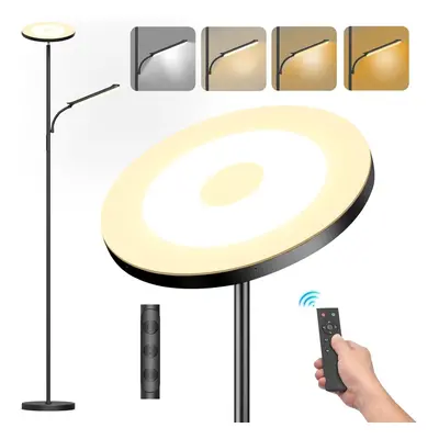 (42W floor lamp, âBlack) Uplight floor lamp with reading light Mother and child uplight floor 