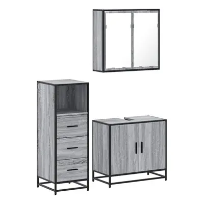 (grey sonoma) vidaXL Piece Bathroom Furniture Set Black Engineered Wood bathroom cabinet