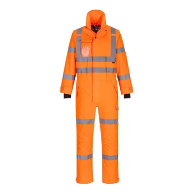 (S, Orange) Portwest Mens Extreme Rain Hi-Vis Safety Overalls