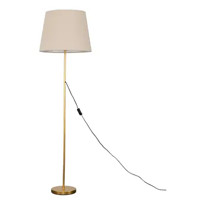 Modern Gold Metal Standard Floor Lamp with a Beige Tapered Shade