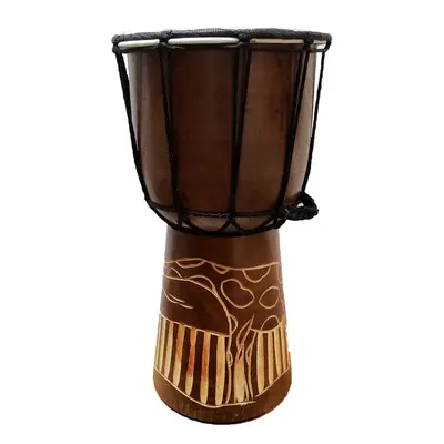 Djembe Drum Carved Bongo African inspired music also a unique gifting idea. Carver Abstract Elep