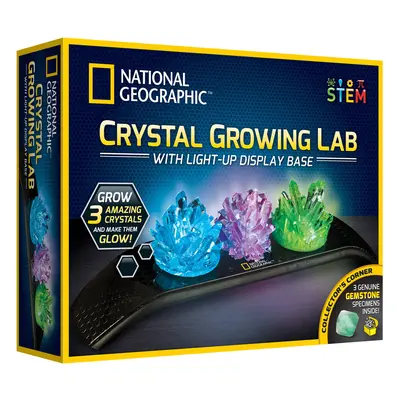 Crystal Growing Kit - Vibrant Coloured Crystals to Grow with Light-Up Display Stand & Guidebook,