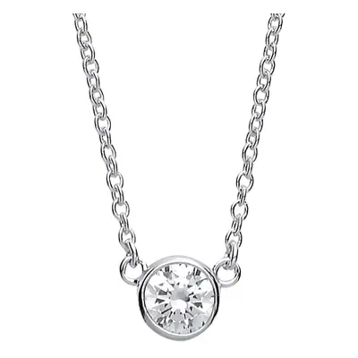 Jewelco London Ladies Sterling Silver Cubic Zirconia Donut Solitaire Charm Necklace 1.6mm 16-18"