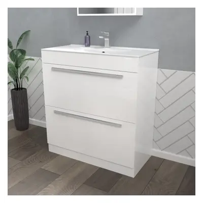 Nes Home Nanuya 800mm White drawers Stylish Slim Basin Vanity Unit