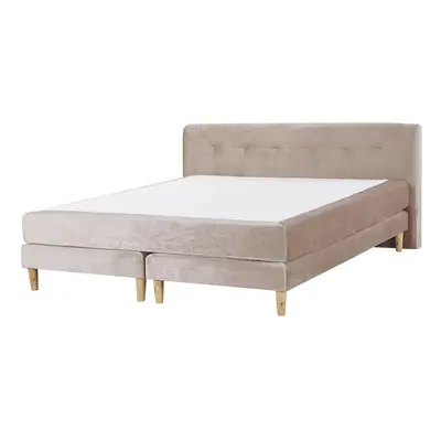 Velvet EU Super King Size Divan Bed Beige MARQUISE