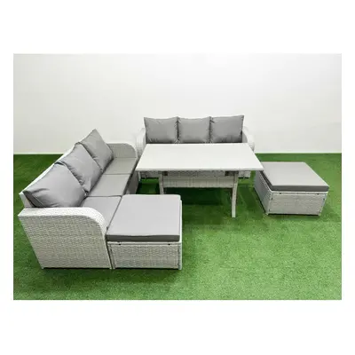 Fimous Outdoor Garden Furniture Sets Seater Wicker Rattan Furniture Sofa Sets with Big Footstool