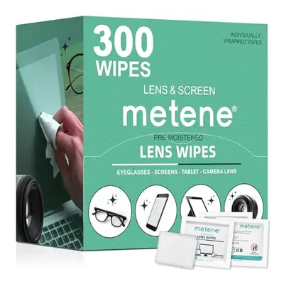 Metene Lens Cleaning Wipes, Pre-Moistened and Individually Wrapped Eyeglass Wipes, Glasses Clean