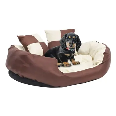 vidaXL Reversible & Washable Dog Cushion Brown and Cream Dog Mattress Basket