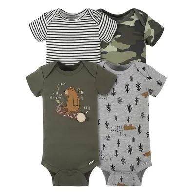 Gerber Baby Boys' 4-Pack Short Sleeve Onesies Bodysuits Bear Green