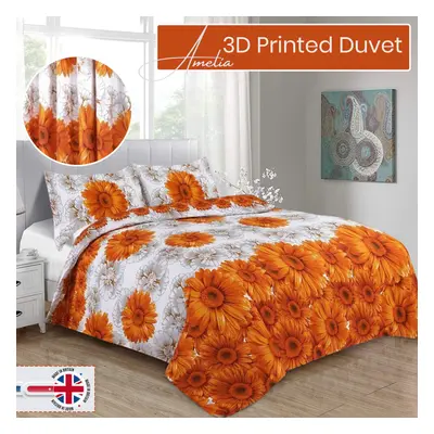 (3D King Duvet Cover) 3D Floral Duvet Covers & Bedding Set Fitted Sheets Single Double King