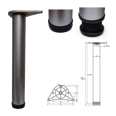 4 x 710mm Adjustable Aluminium Breakfast Bar Worktop Support Table Leg 80mm