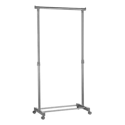 Stylish Clothes Rack Grey And Chrome Finish Hanging Rail, Movable Cloths Rail For Bedroom, Sleek