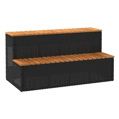 (black, x x 50.5 cm) vidaXL Hot Tub Step Grey 50x50x50.5 cm Poly Rattan and Solid Acacia