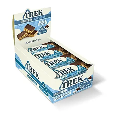 TREK High Protein Flapjack Cocoa Coconut - Gluten Free - Plant Based - Vegan Snack - 50g x bars