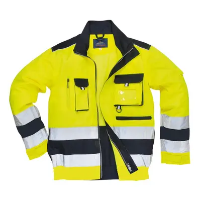 (XXL, Yellow/Navy) Portwest Mens Lille Contrast Hi-Vis Bomber Jacket