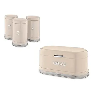 Tower Belle Bread Bin & Canisters Kitchen Set (Chantilly Cream)