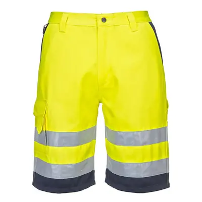 (3XL R, Yellow/Navy) Portwest Mens Contrast Hi-Vis Shorts