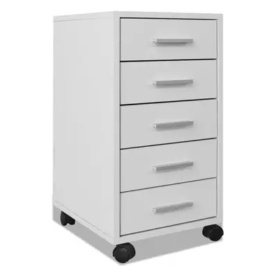 vidaXL Office Drawer Unit with Castors Drawers White Side Storage Cabinet