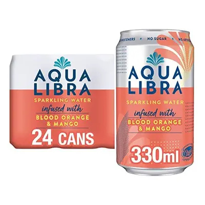 AQUA Libra Sparkling Water, Sugar-Free Fruit Water, No Sugar, No Calories, Blood Orange and Mang