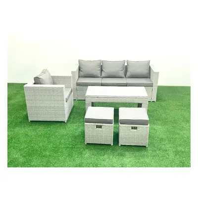 Fimous Rattan Garden Furniture Set Pieces Outdoor Garden Sofa Oblong Coffee Table Set with Chair