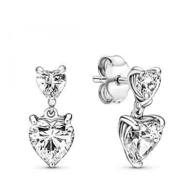 PANDORA Double Heart Sparkling Stud Earrings 291199C01