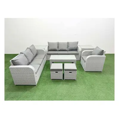 Fimous Seater Poly Rattan Outdoor Garden Furniture Oblong Coffee Table Sofa Set Patio Seater Sof