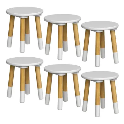 (6, White) Kids Wooden Stool Seat Round Chair Toddlers Kids Small Children Home Nursery