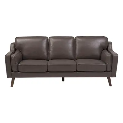 3 Seater Sofa Faux Leather Brown LOKKA