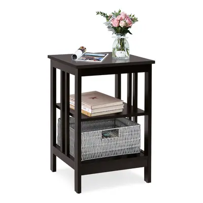 3-Tier Nightstand Wooden Side Table Premium Sofa End w/Storage Shelves