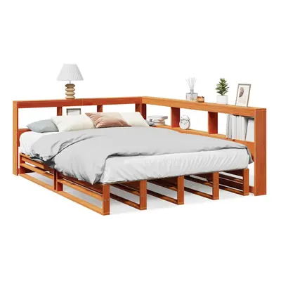 (wax brown, x cm) vidaXL Bookcase Bed without Mattress Wax Brown 140x200cm Solid Wood Pine bed