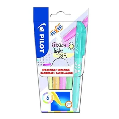 Pilot FriXion Light Soft Erasable Highlighters Set of (Pastel Pink, Yellow, Purple, Blue, Orange