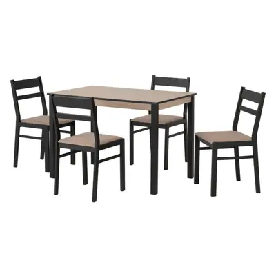 Radley Dining Set in Black and Oak Chairs with Oat Fabric Seats