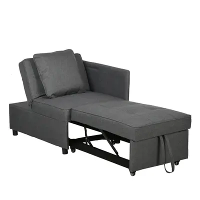 HOMCOM Folding Sleeper Sofa Bed Chair with Pillows, Pocket, Grey