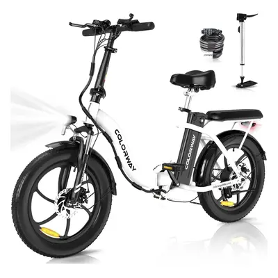 (White) HITWAY Electric Bike 20" Fold Bike, Ebike Citybike