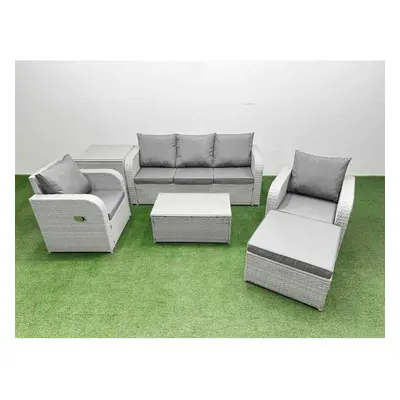 Fimous PE Rattan Garden Furniture Set Reclining Chair Sofa Lounge Sofa Set Oblong Coffee Table S