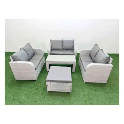 Fimous Seater PE Wicker Rattan Furniture Sofa Sets with Oblong Coffee Table Seater Love Sofa Big