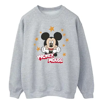 (L, Sports Grey) Disney Mens Mickey Mouse Stars Sweatshirt