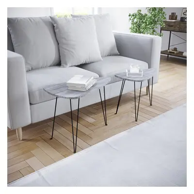 (Grey) Brooklyn Nest of Oval End Coffee Lounge Tables