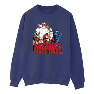 (M, Navy Blue) DC Comics Mens Batman Merry Christmas Comic Sweatshirt