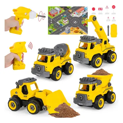 deAO Take Apart Construction Truck Toy, Toy Cars with Drill and Remote Control, Play Vehicle Toy