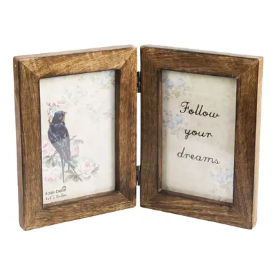 Sass & Belle Double Photo Frame, Dark Wood/Brown