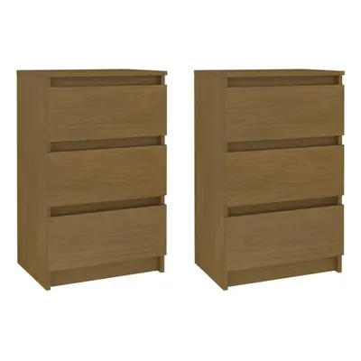 (honey brown, 2) vidaXL 1/2x Solid Pine Wood Bedside Cabinet Bedroom Bed Cabinet Multi Colours