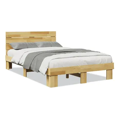 vidaXL Bed Frame with Headboard without Mattress 120x190 cm Solid Wood Oak