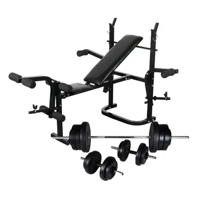 vidaXL Weight Bench with Weight Rack Barbell and Dumbbell Set 60.5kg Fitness