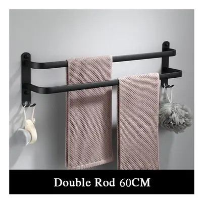 (60cm) 40/50/60cm Double Pole Space Aluminum Towel Racks No Punching Towel Racks