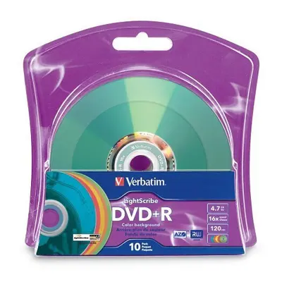 Verbatim 16x DVD+R LightScribe Assorted Color Blank Media 4.7GB/120min - Pack (96941)