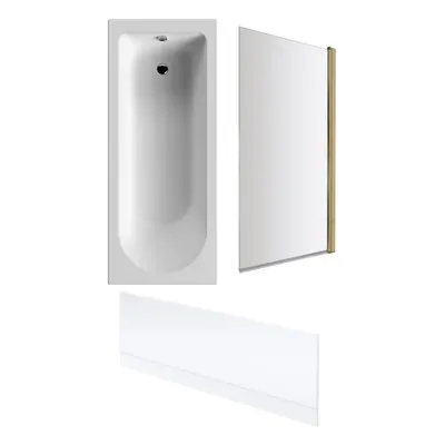 Round Single Ended Bath, Front Panel, Brushed Brass Screen - x 700mm