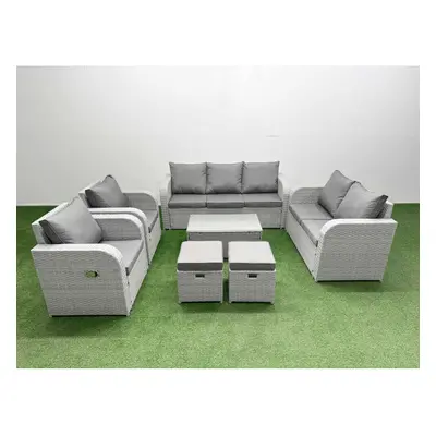 Fimous PE Rattan Garden Furniture Set Adjustable Chair Sofa Double Love Seat Seater Sofa Lounge 