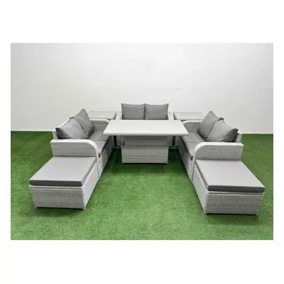 Fimous Seater PE Wicker Rattan Furniture Sofa Sets with Adjustable Lifting Dining or Coffee Tabl