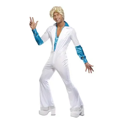 Smiffy's Adult Men's Disco Man Costume, All In One Jumpsuit With Attached - disco costume man 70